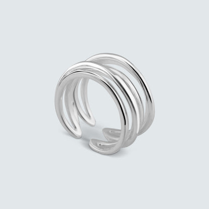 Sculpted Coil Curve Silver Ring