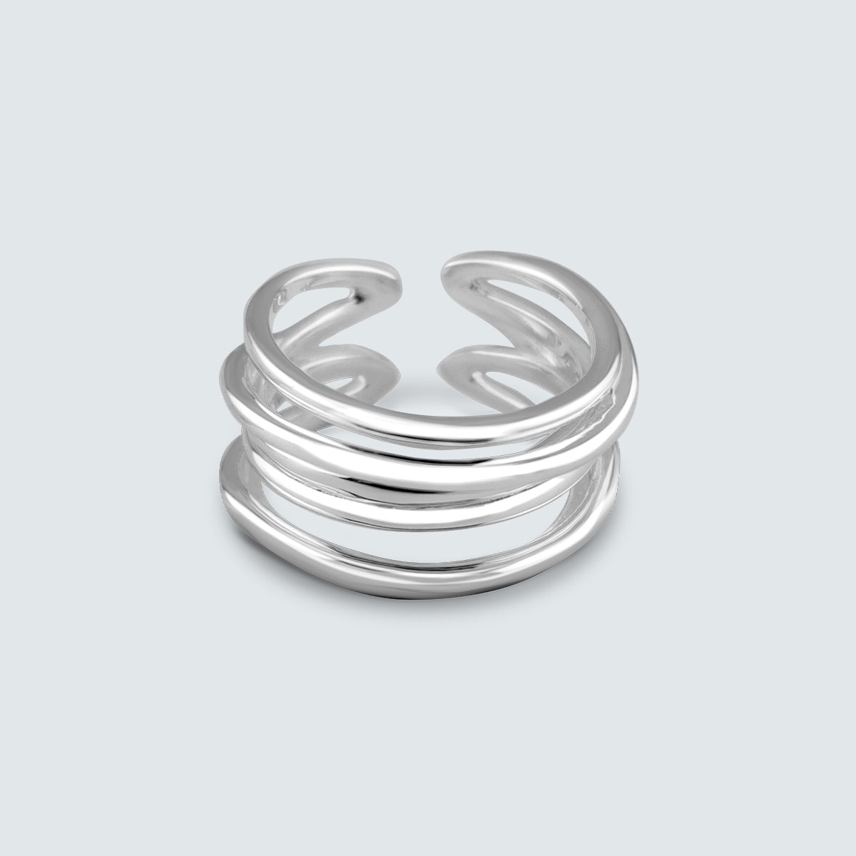 Sculpted Coil Curve Silver Ring