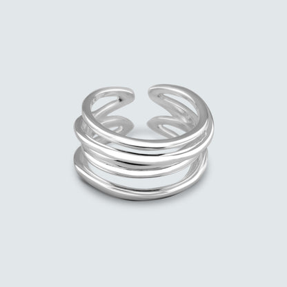 Sculpted Coil Curve Silver Ring