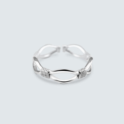 Braided Link Silver Ring