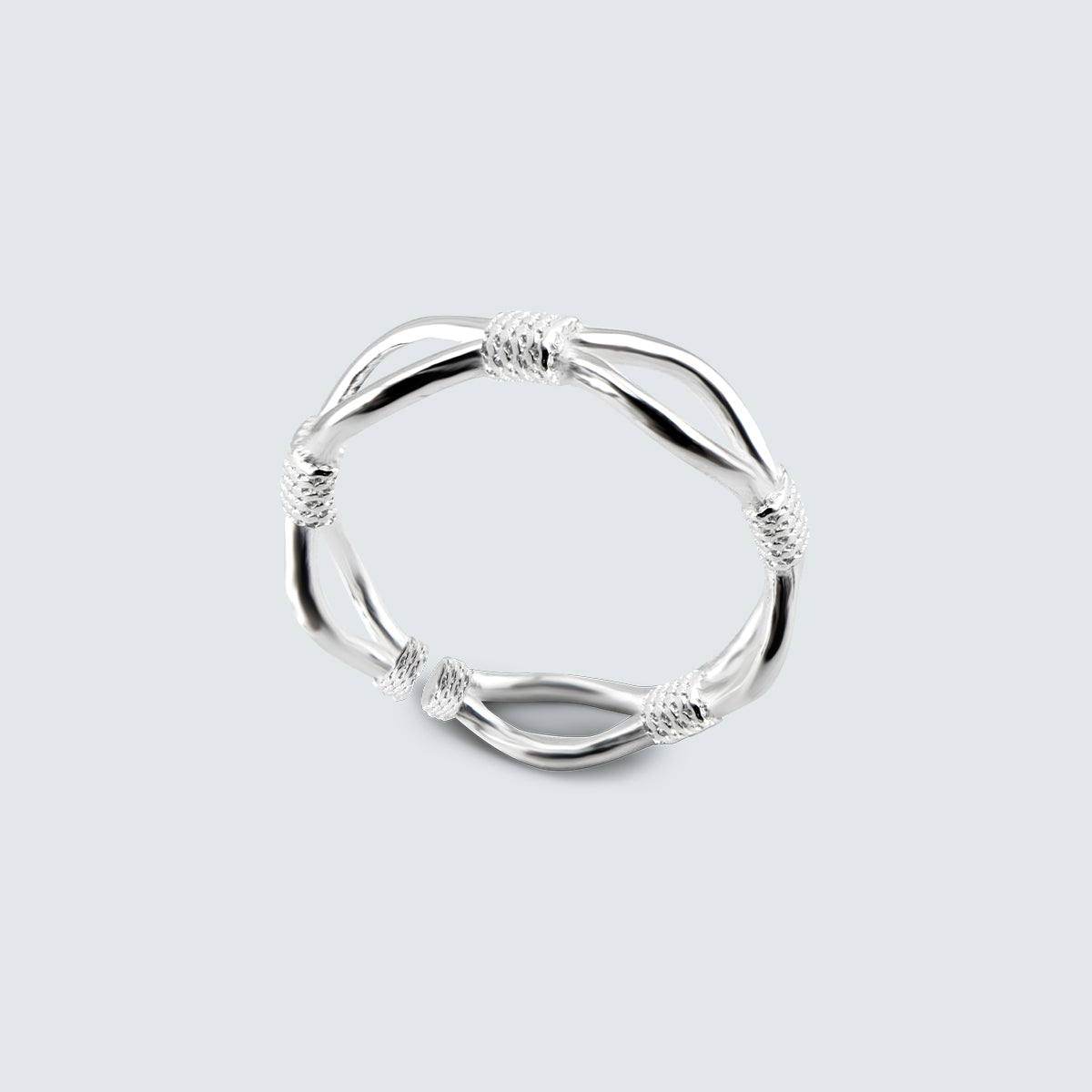 Braided Link Silver Ring