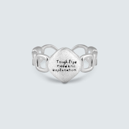 Sculpted Message Silver Ring