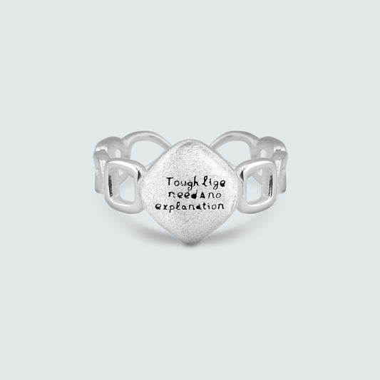 Sculpted Message Silver Ring