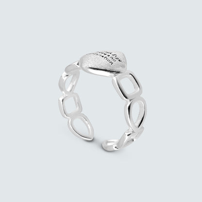 Sculpted Message Silver Ring