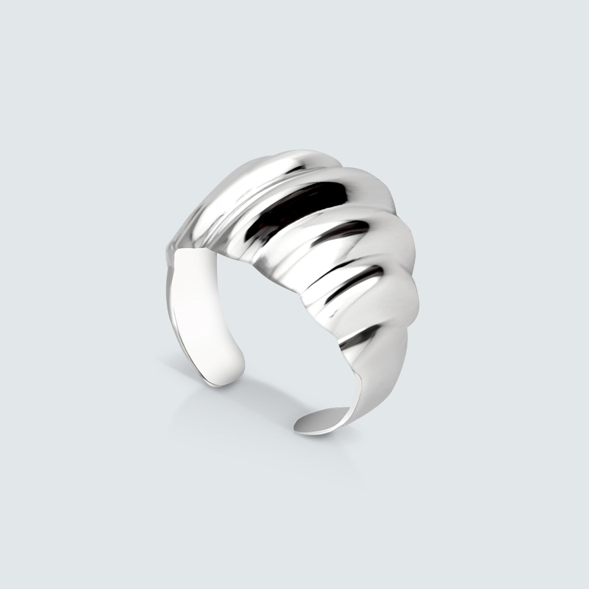 Bold Ripple Dome Silver Ring