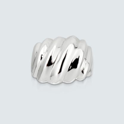 Bold Ripple Dome Silver Ring