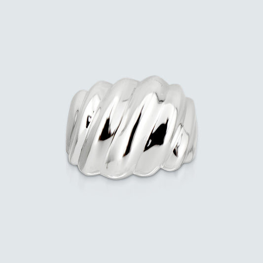 Bold Ripple Dome Silver Ring