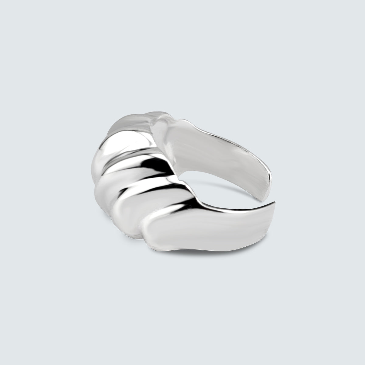 Bold Ripple Dome Silver Ring