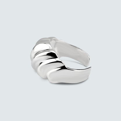 Bold Ripple Dome Silver Ring