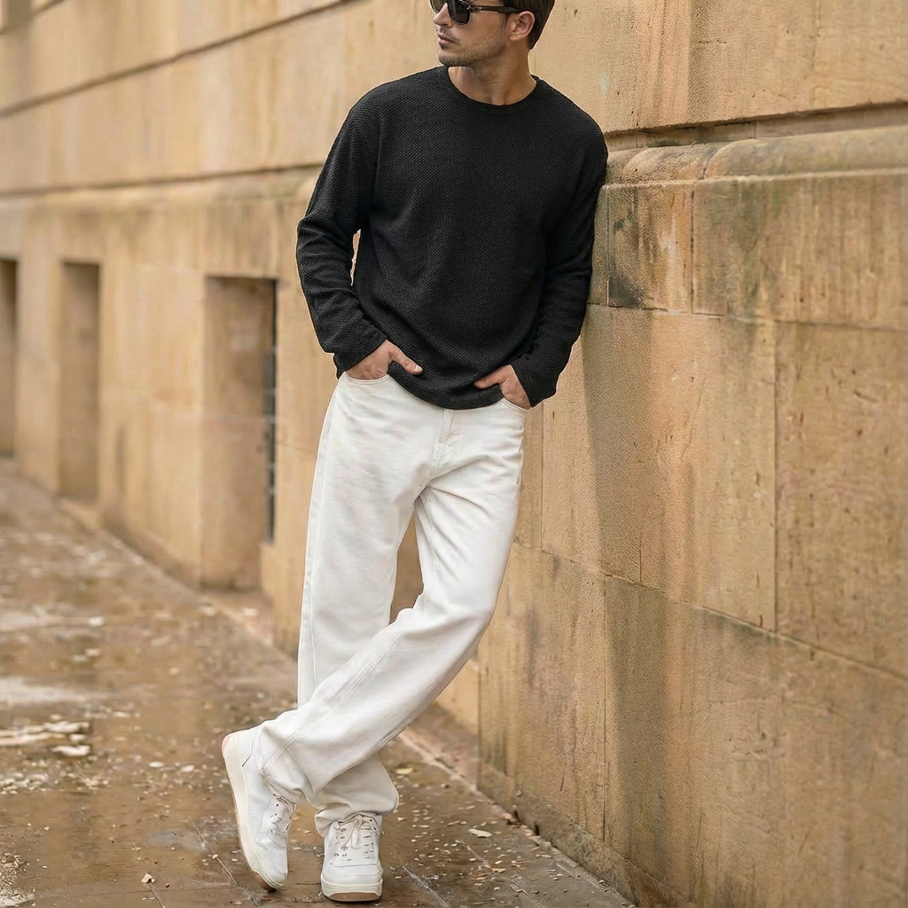 Amber Textured Long Sleeve Top (UNISEX / WOMEN – OVERFIT)