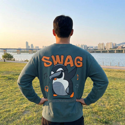 [SWAG PENGUIN] Graphic Sweatshirt (UNISEX / WOMEN – OVERFIT)