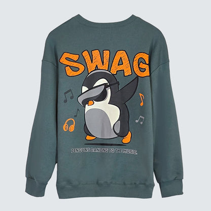 [SWAG PENGUIN] Graphic Sweatshirt (UNISEX / WOMEN – OVERFIT)