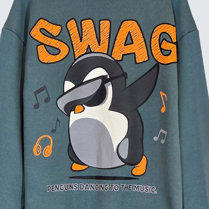 [SWAG PENGUIN] Graphic Sweatshirt (UNISEX / WOMEN – OVERFIT)