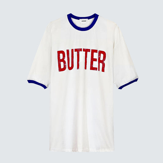 BUTTER Color-Band Graphic T-Shirt  (UNISEX / WOMEN – OVERFIT)