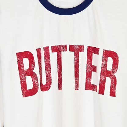 BUTTER Color-Band Graphic T-Shirt  (UNISEX / WOMEN – OVERFIT)