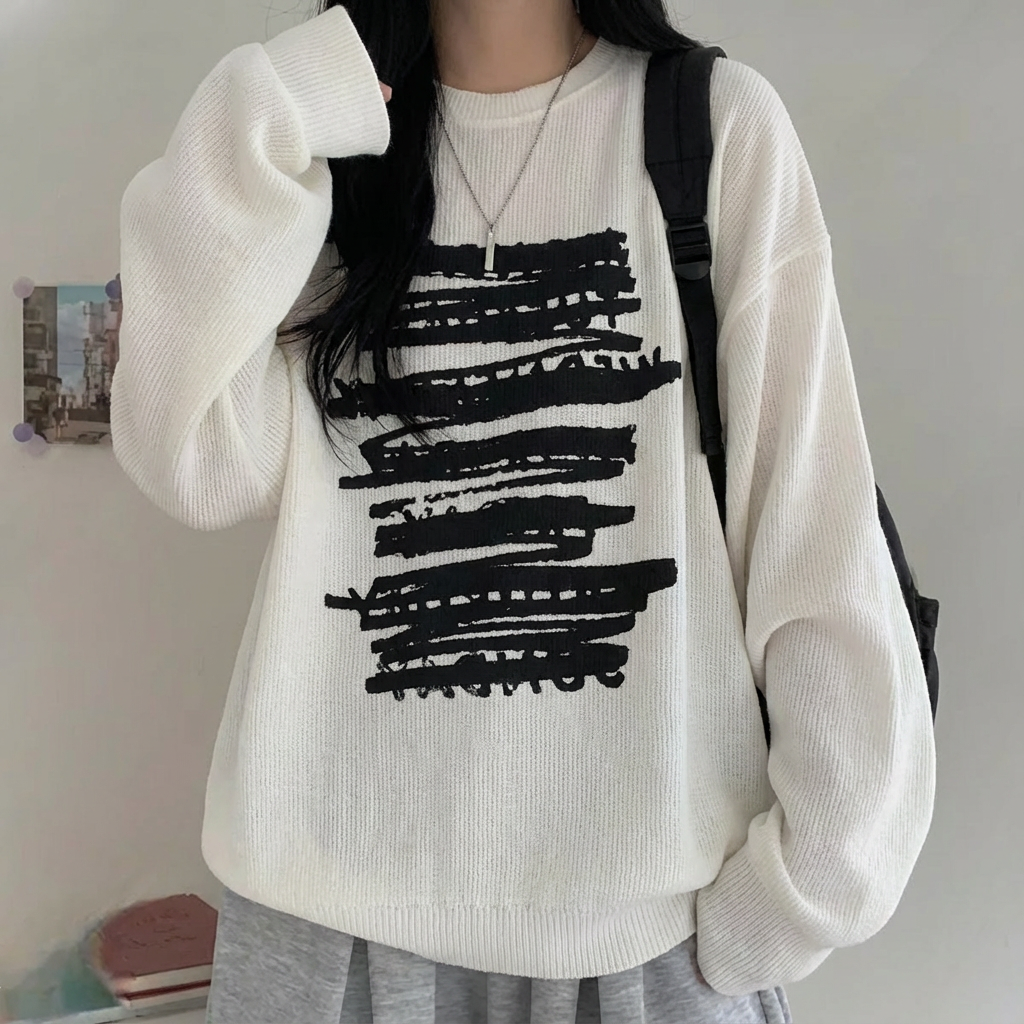 One Week Knit Sweatshirt (UNISEX / WOMEN – OVERFIT)