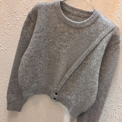 Asymmetrical Stitch Knit Sweater - Women One Size