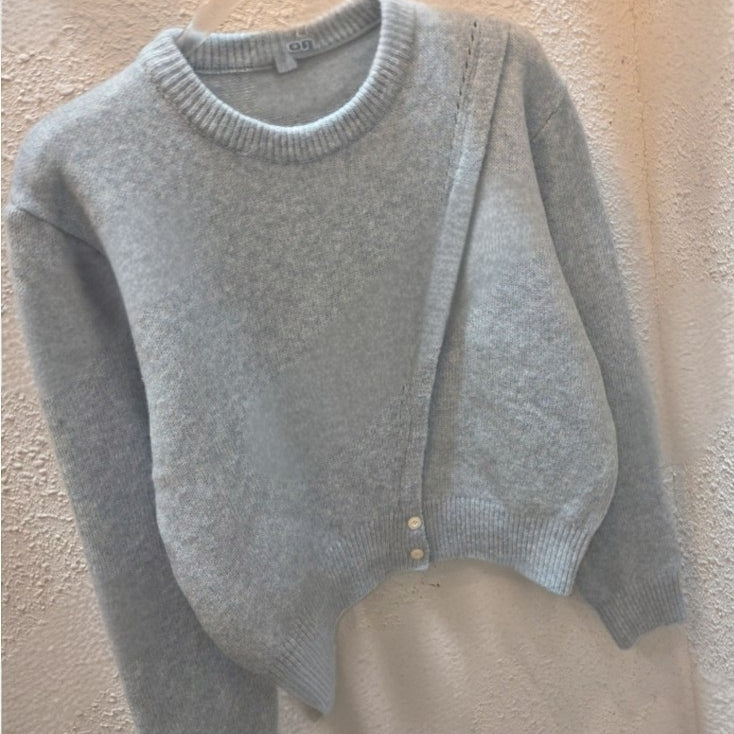 Asymmetrical Stitch Knit Sweater - Women One Size