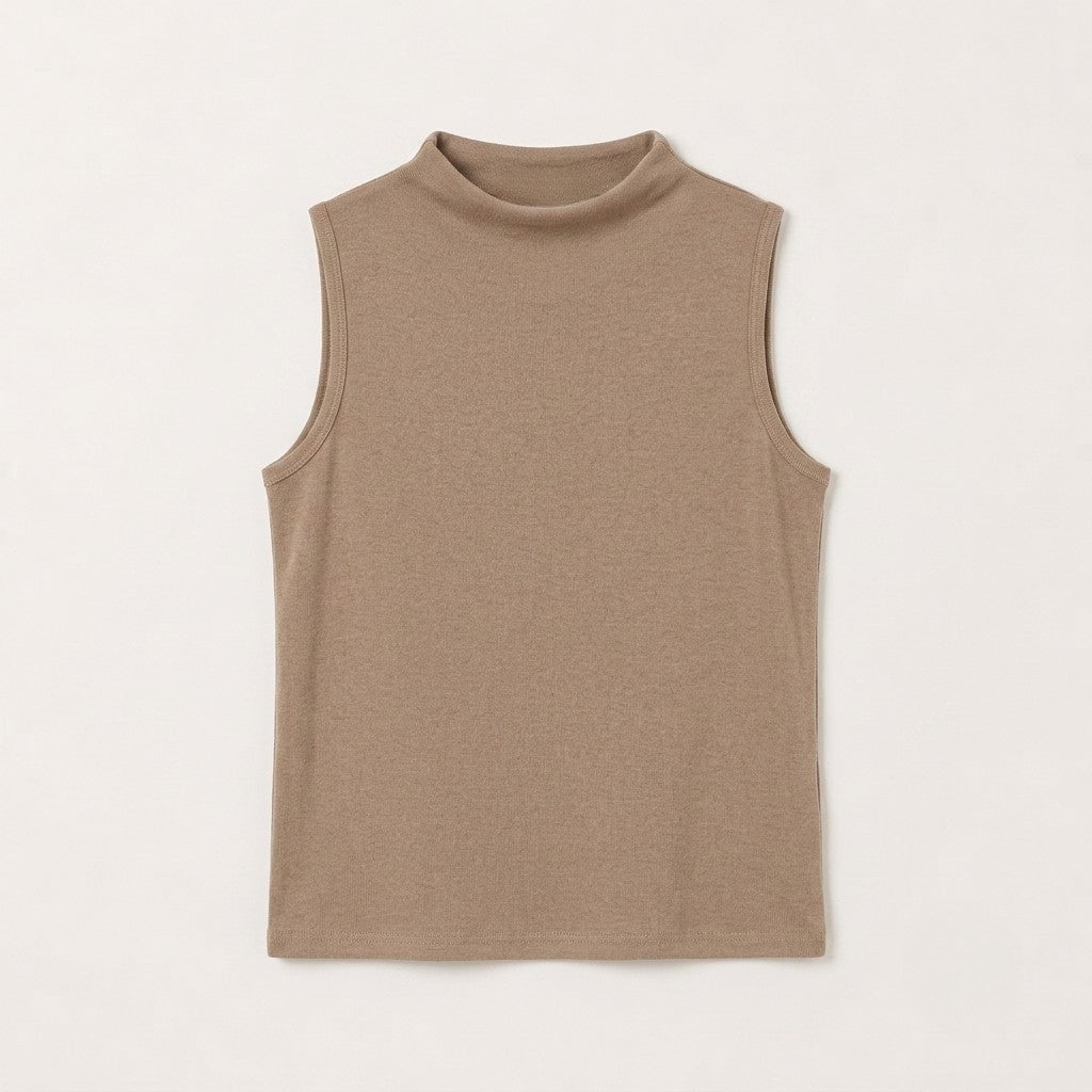 Soft Mock Neck Sleeveless Stretch Knit Tank Top – Women One Size