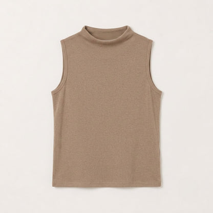 Soft Mock Neck Sleeveless Stretch Knit Tank Top – Women One Size