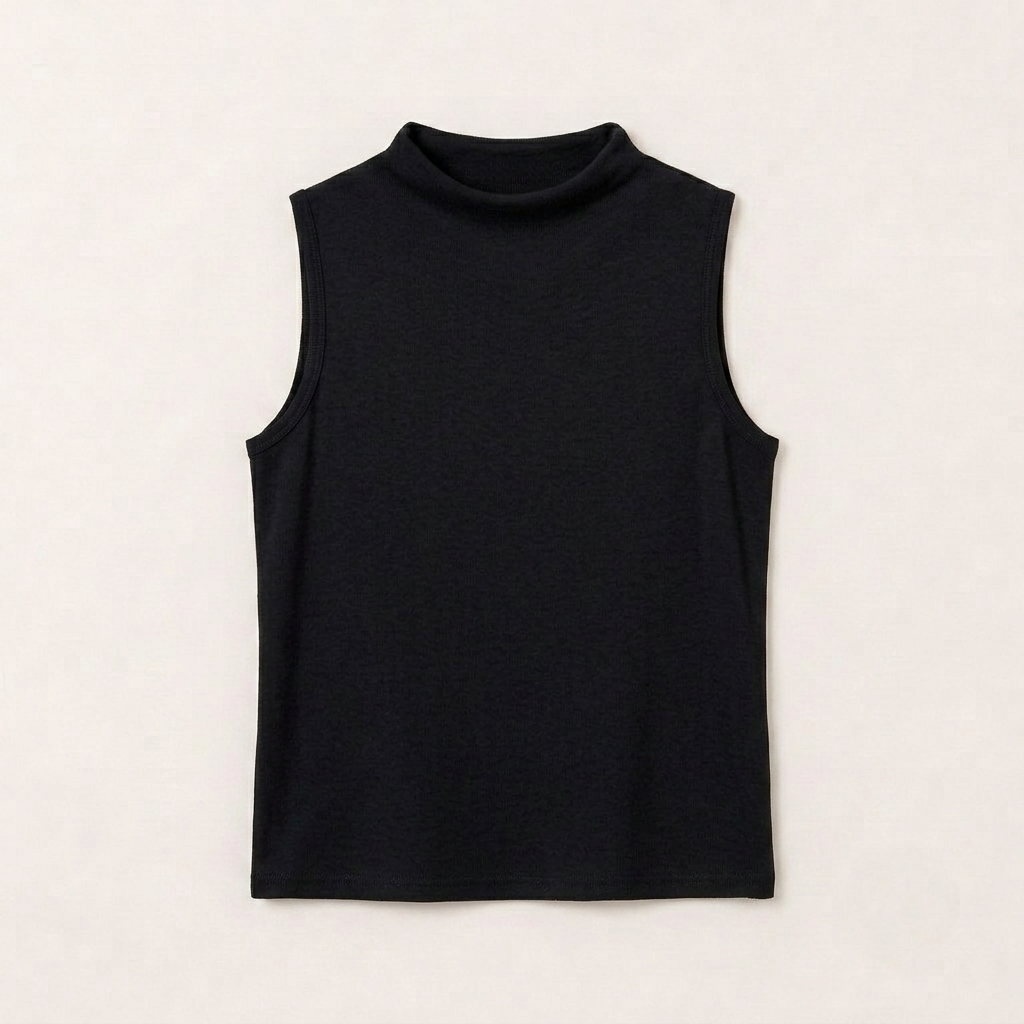 Soft Mock Neck Sleeveless Stretch Knit Tank Top – Women One Size