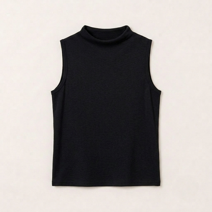 Soft Mock Neck Sleeveless Stretch Knit Tank Top – Women One Size
