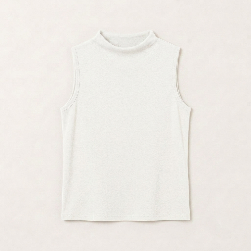 Soft Mock Neck Sleeveless Stretch Knit Tank Top – Women One Size