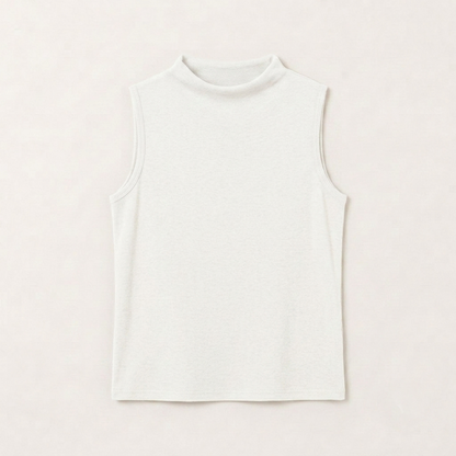 Soft Mock Neck Sleeveless Stretch Knit Tank Top – Women One Size