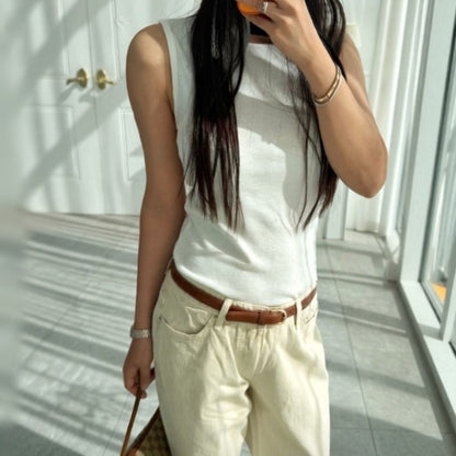 Soft Mock Neck Sleeveless Stretch Knit Tank Top – Women One Size