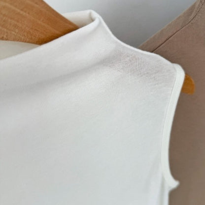 Soft Mock Neck Sleeveless Stretch Knit Tank Top – Women One Size