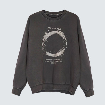 Pigment Dyed Circle Graphic Sweatshirt - Women One Size