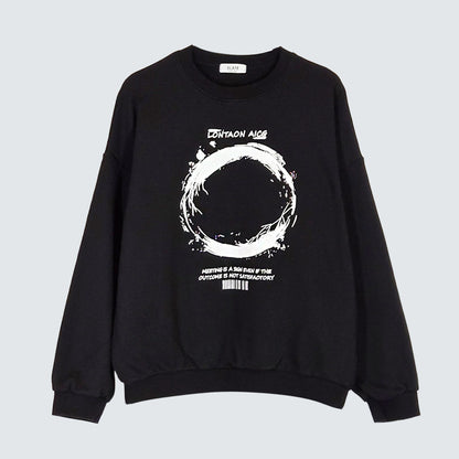Pigment Dyed Circle Graphic Sweatshirt - Women One Size