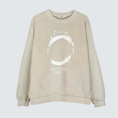 Pigment Dyed Circle Graphic Sweatshirt - Women One Size