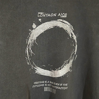 Pigment Dyed Circle Graphic Sweatshirt - Women One Size