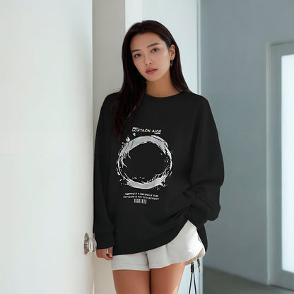 Pigment Dyed Circle Graphic Sweatshirt - Women One Size