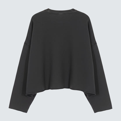 I Think We Should Stay in Bed Pigment Dyed Crop Sweatshirt - Women One Size