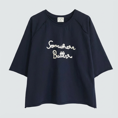 Somewhere Better Embroidered 7/10 Sleeve Sweatshirt – Women One Size