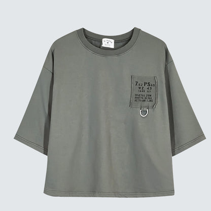 Minimal Patch Ring 7/10 Sleeve Top - Women One Size