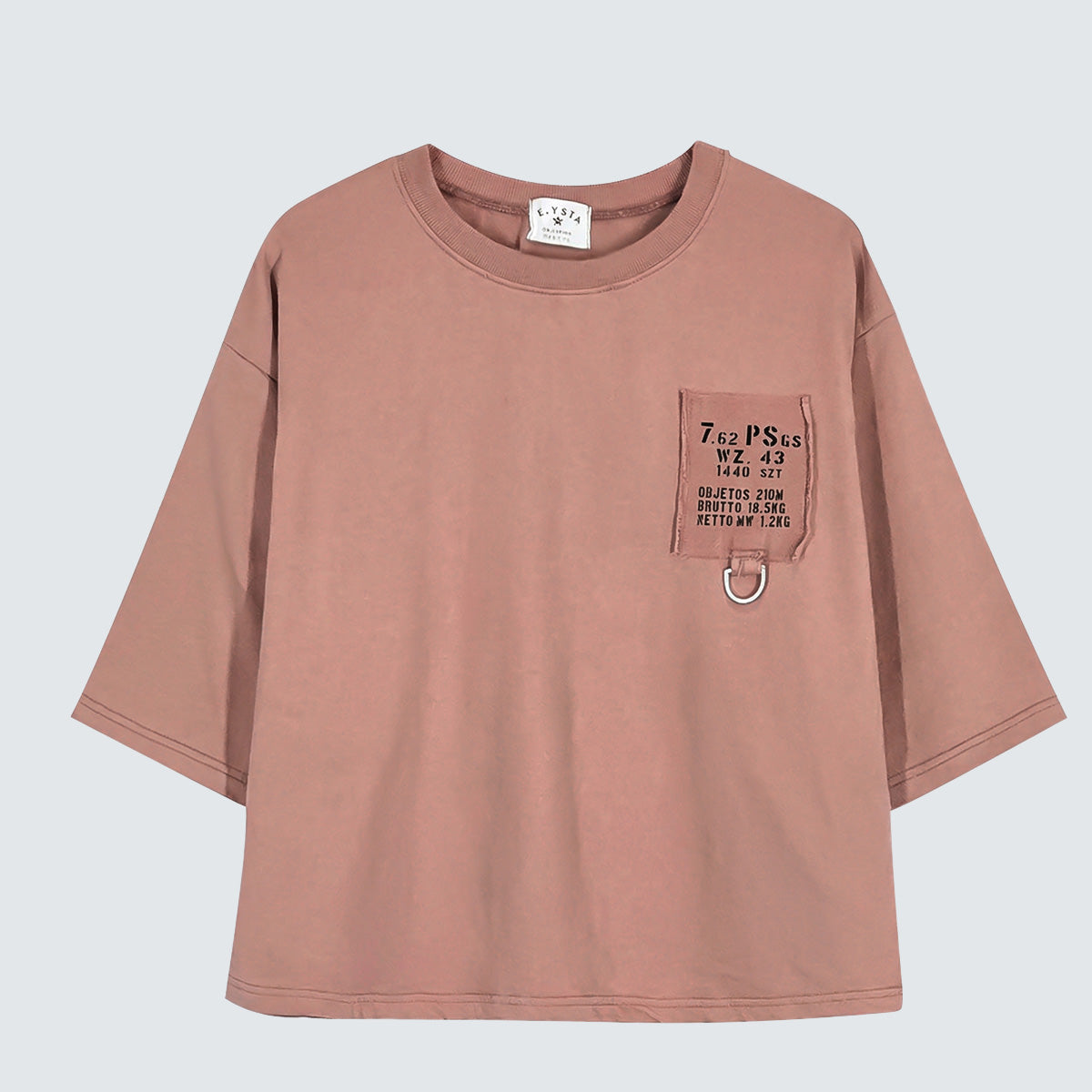 Minimal Patch Ring 7/10 Sleeve Top - Women One Size