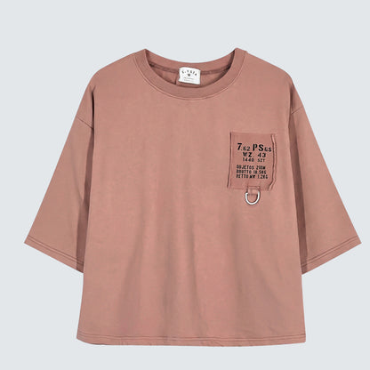 Minimal Patch Ring 7/10 Sleeve Top - Women One Size