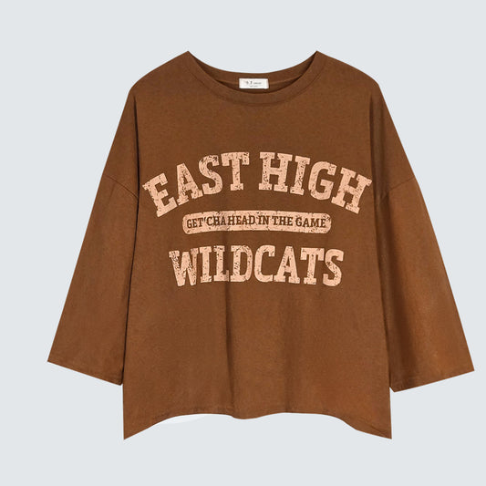 East High Wildcats 3/4 Sleeve Graphic Tee – Women One Size